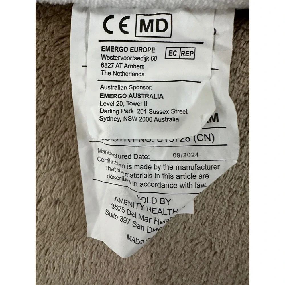 MedCline‎ Therapeutic Body Pillow Case White Plush Replacement Cover J-Shape EUC